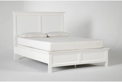 Dawson White Queen Panel Bed Living, White And Wood Bed Frame Queen Size