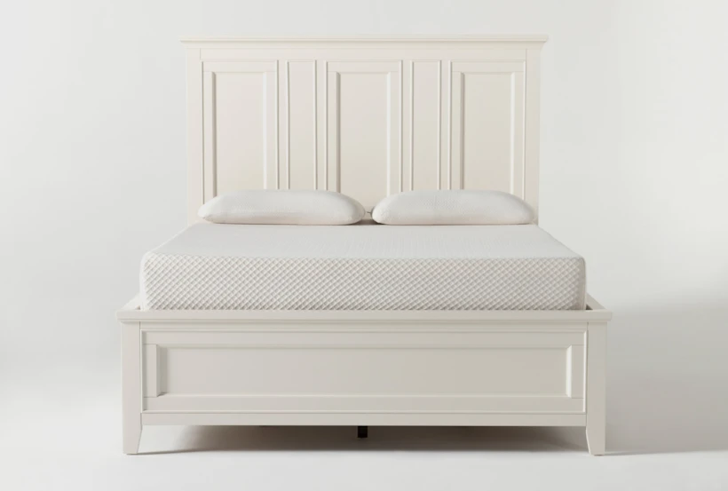 Presby White Queen Wood Panel Bed With Storage - 360