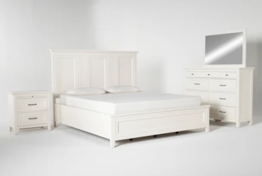 Presby White Eastern King Panel 4 Piece Bedroom Set