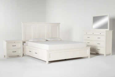 Presby White Eastern King Storage 4 Piece Bedroom Set