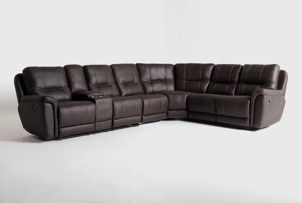 Juniper 128" 4 Piece Manual Reclining Sectional with Left Arm Facing Storage Console Loveseat