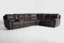 Juniper 128" 4 Piece Manual Reclining Sectional with Left Arm Facing Storage Console Loveseat - Signature
