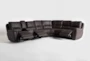 Juniper 128" 4 Piece Power Reclining Sectional with Left Arm Facing Storage Console Loveseat with USB - Recline