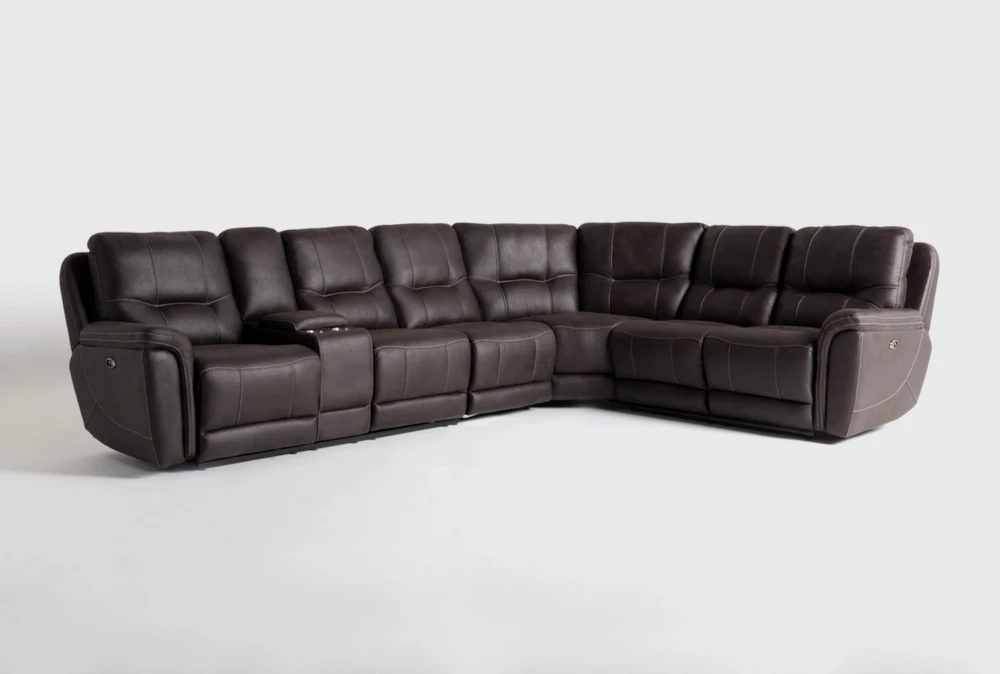 Juniper 128" 4 Piece Power Reclining Sectional with Left Arm Facing Storage Console Loveseat with USB