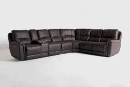 Juniper 4 Piece 128" Power Reclining Sectional With Left Arm Facing Console Loveseat