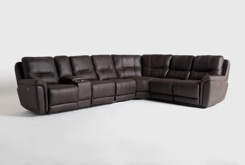 Juniper 128" 4 Piece Power Reclining Sectional with Left Arm Facing Storage Console Loveseat with USB - 360