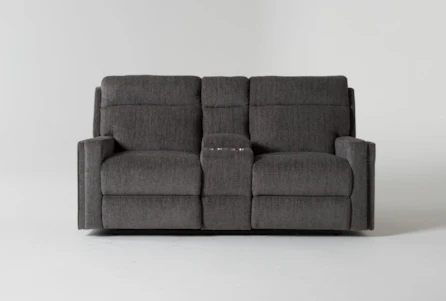 Hewitt Grey 74"Reclining Loveseat With Console