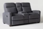 Jarrell Blue Grey 71" Manual Reclining Storage Console Loveseat with USB - Side