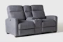 Jarrell Blue Grey 71" Power Reclining Storage Console Loveseat with USB - Side