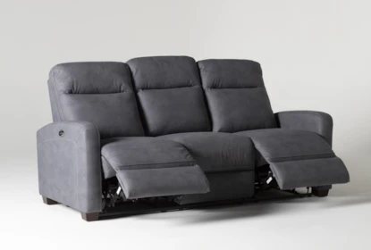 Jarrell Blue Grey 81" Power Reclining Sofa with USB - Side