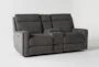 Hewitt Grey 74" Power Reclining Storage Console Loveseat with USB - Side