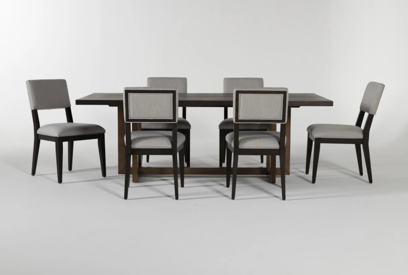 Pierce Espresso 86" Dining With Side Chair Set For 6 - 360