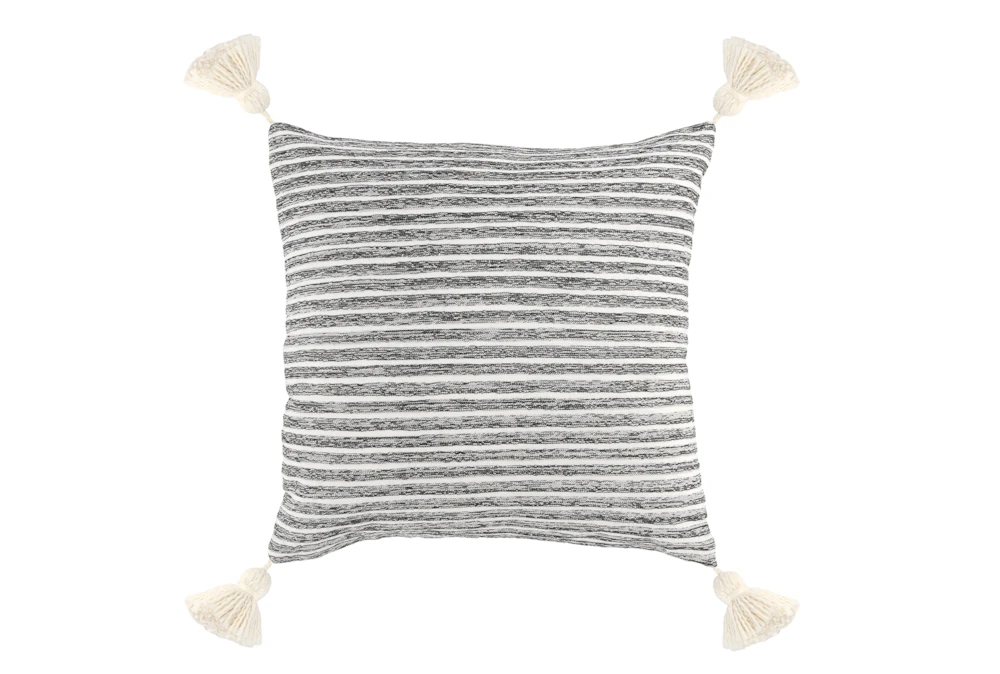 Accent Pillow-Grey Knit Tassels 20X20