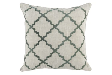 Accent Pillow-Bay Green Trellis Embroidery 22X22