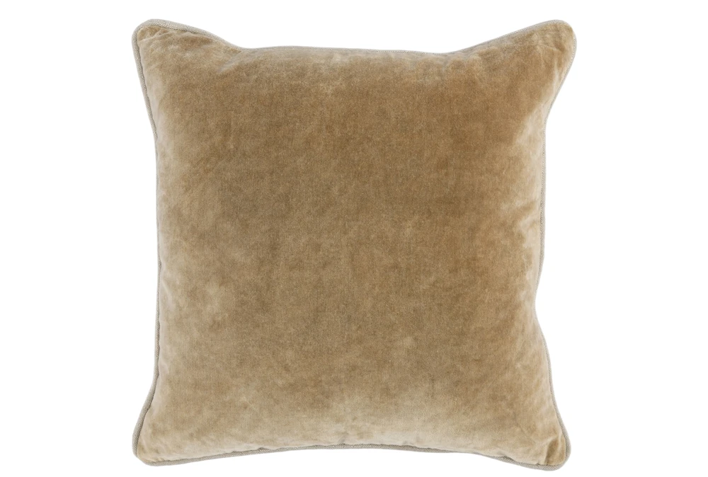 18X18 Wheat Stonewashed Velvet Throw Pillow