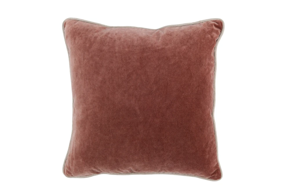 18X18 Red Clay Auburn Stonewashed Velvet Throw Pillow