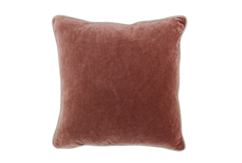 18X18 Red Clay Auburn Stonewashed Velvet Throw Pillow - 360