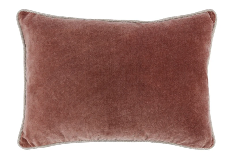 14X20 Red Clay Auburn Stonewashed Velvet Lumbar Throw Pillow - 360