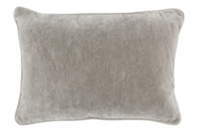14X20 Silver Grey Stonewashed Velvet Lumbar Throw Pillow