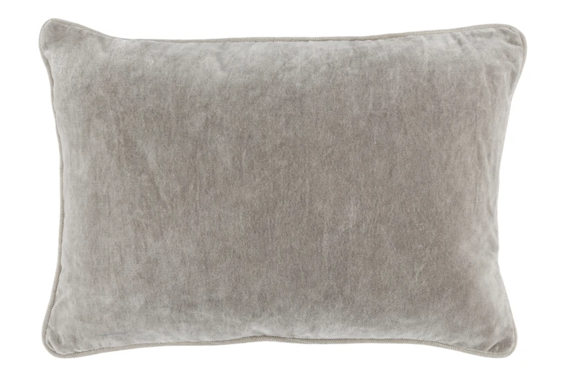 14X20 Silver Grey Stonewashed Velvet Lumbar Throw Pillow - 360