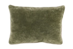 14X20 Moss Green Stonewashed Velvet Lumbar Throw Pillow