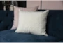 22X22 Ivory Woven Chenille Textured Pattern Throw Pillow - Room