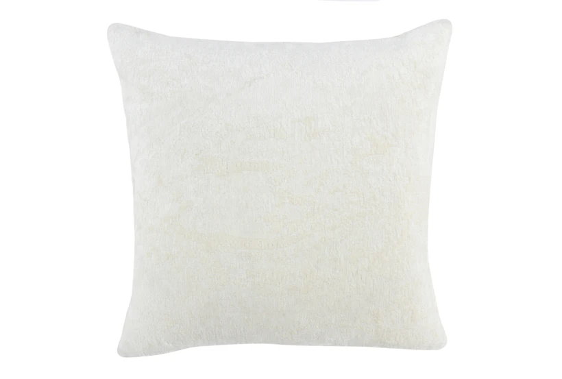 22X22 Ivory Woven Chenille Textured Pattern Throw Pillow - 360
