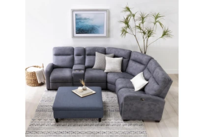 Jarrell Blue Grey 3 Piece 101 Power Reclining Sectional With Left Arm Facing Console Loveseat Living Spaces