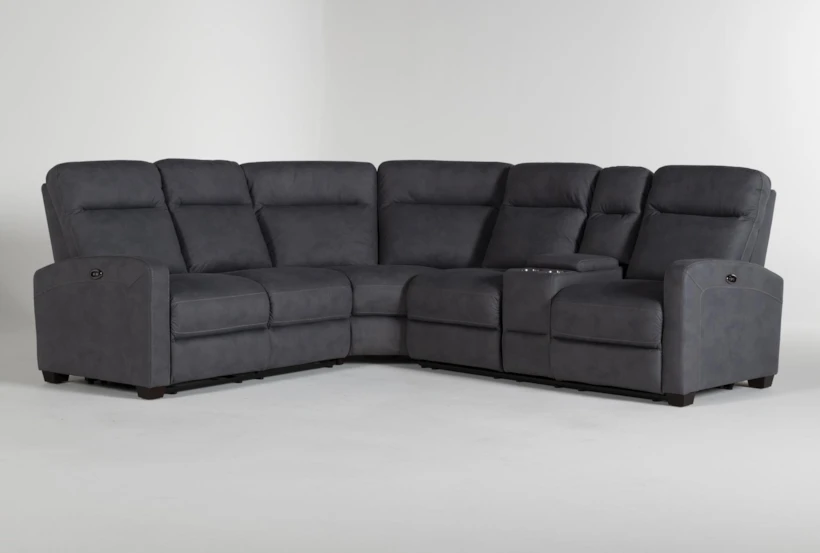 Jarrell Blue Grey 101" 3 Piece Power Reclining Sectional with Right Arm Facing Console Loveseat with USB - 360