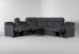 Jarrell Blue Grey 123" 4 Piece Power Reclining Sectional with Left Arm Facing Console Loveseat with USB - Side