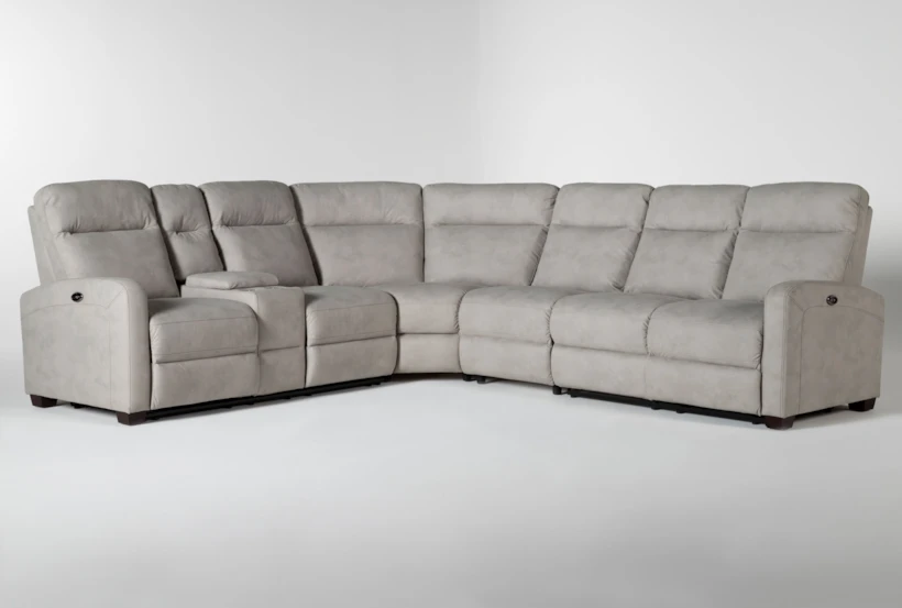 Jarrell Grey 123" 4 Piece Power Reclining Sectional with Left Arm Facing Console Loveseat - 360
