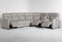 Jarrell Grey 123" 4 Piece Power Reclining Sectional with Right Arm Facing Console Loveseat - Recline