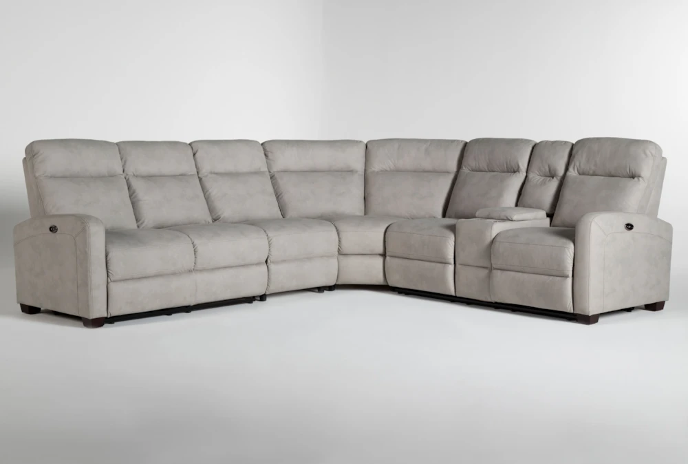 Jarrell Grey 123" 4 Piece Power Reclining Sectional with Right Arm Facing Console Loveseat 