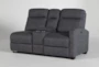 Jarrell Blue Grey 3 Piece 101" Power Reclining Sectional With Right Arm Facing Console Loveseat  - Side