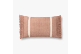 Accent Pillow-Magnolia Home Wool Banded Fringe Blush With Down Fill 16X20 By Joanna Gaines