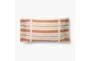 Accent Pillow-Magnolia Home Wool Stripe Fringe Terracotta/Multi With Down Fill 16X20 By Joanna Gaines - Signature