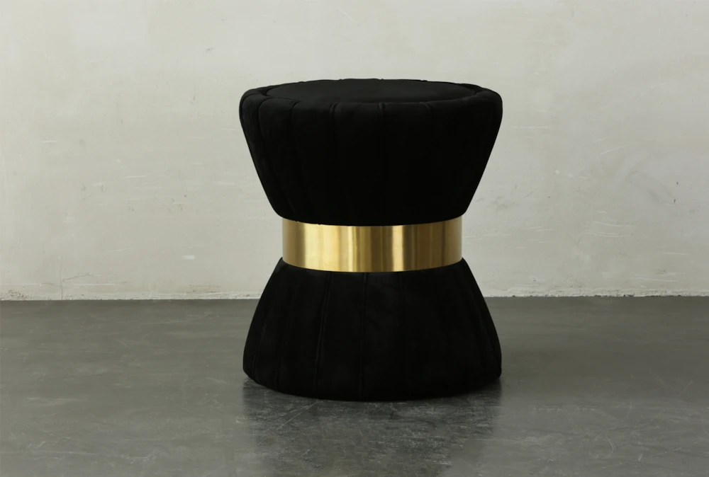 Black Upholstered + Gold End Table