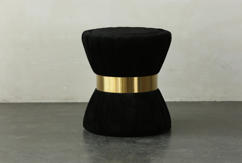 Black Upholstered + Gold End Table - 360