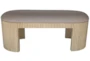 Ribbed Grey Upholstered Bench - Front