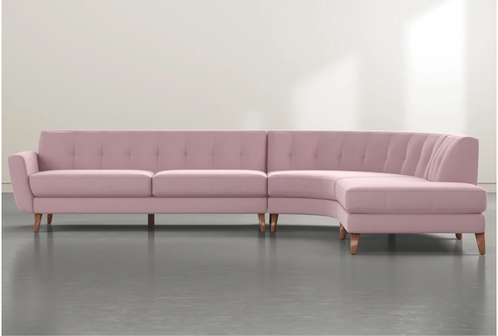 Chill III 3 Piece 134" Pink Sectional With Right Facing Bumper Chaise