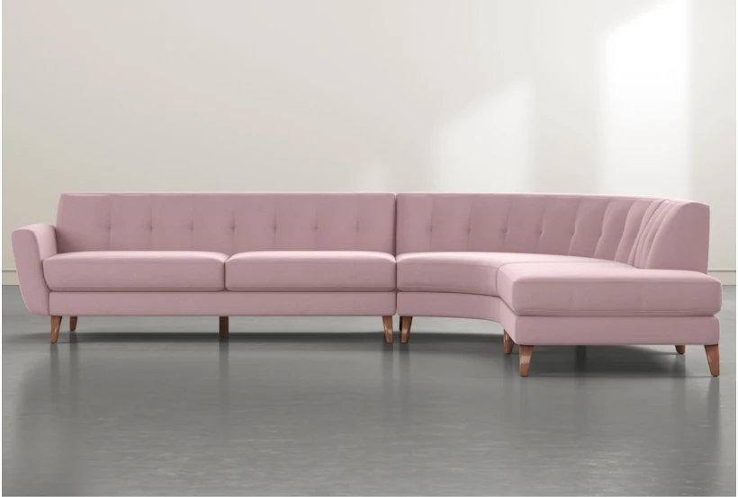 Chill III 3 Piece 134" Pink Sectional With Right Facing Bumper Chaise - 360