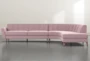 Chill III 3 Piece 134" Pink Sectional With Right Facing Bumper Chaise - Signature