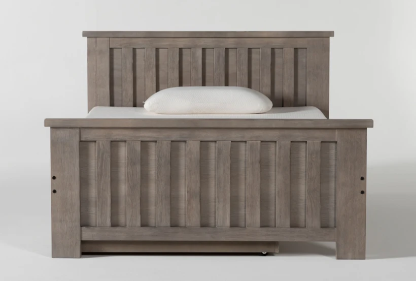 Morgan Grey Full Wood Panel Bed With Trundle - 360