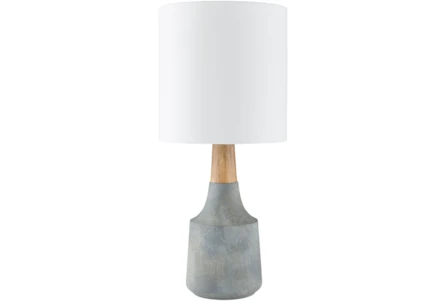 18 Inch Dusty Blue  + Wood Table Lamp - Main