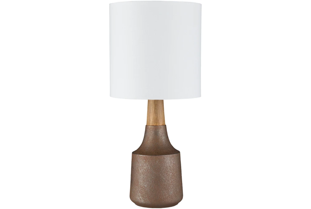 18 Inch Camel Brown  + Wood Table Lamp
