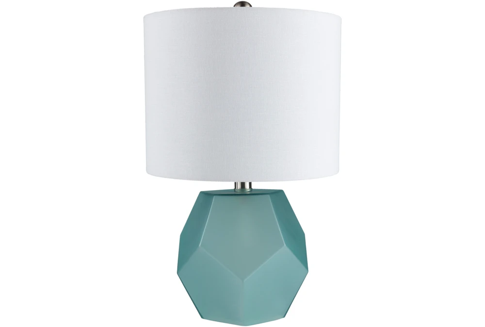 18" Sky Blue Frosted Glass Geometric Table Lamp