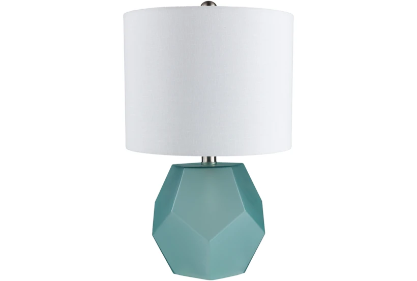 18" Sky Blue Frosted Glass Geometric Table Lamp - 360
