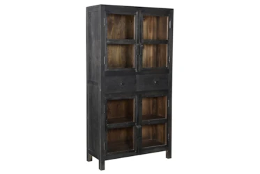 Black Wood + Metal Tall Cabinet