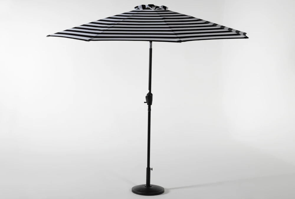 Outdoor Market Stripe 9' Umbrella With Base