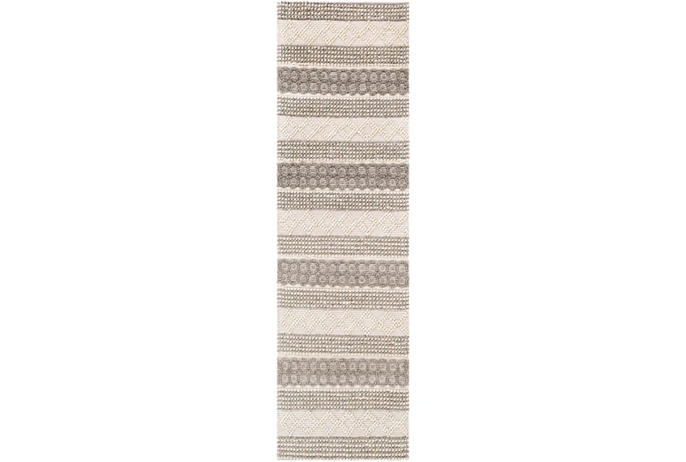 2'5"x8' Rug-Textural Stripe Grey/Ivory